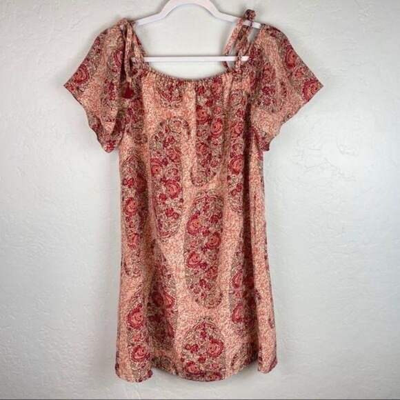 Madewell Silk Cold-Shoulder Dress Paisley Print Women's Medium Tie Strap Floral - Picture 2 of 8